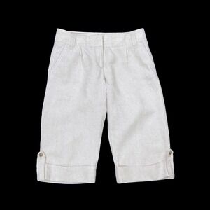 J Crew Pants Women Size 6 (32x17) Beige Capri Cropped Cuffed Linen City Fit Y2K